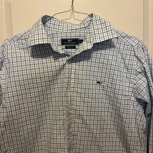 Vineyard Vines White and Blue Plaid Men's Shirt